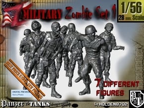 1-56 Seven Military Zombies Set1 in Tan Fine Detail Plastic
