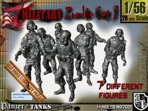 1-56 Seven Military Zombies Set2 in Tan Fine Detail Plastic