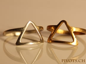 Dark Side Triangle Ring in Natural Brass