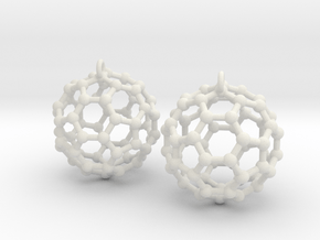 BuckyBall C60 Earring, Silver, 1.7cm. 2 Pieces. in White Natural Versatile Plastic