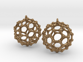 BuckyBall C60 Earring, Silver, 1.7cm. 2 Pieces. in Natural Brass