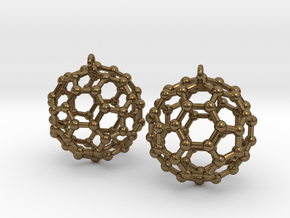BuckyBall C60 Earring, Silver, 1.7cm. 2 Pieces. in Natural Bronze