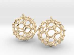 BuckyBall C60 Earring, Silver, 1.7cm. 2 Pieces. in 14K Yellow Gold