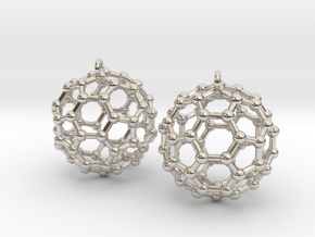 BuckyBall C60 Earring, Silver, 1.7cm. 2 Pieces. in Platinum