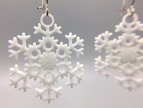 Blizzard Snowflake Earrings in White Processed Versatile Plastic