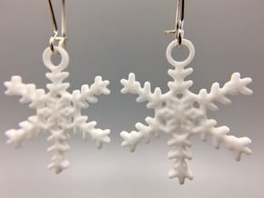 Powder Snowflake Earrings in White Processed Versatile Plastic