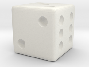 Weighted Dice (Favors a Roll of 3) in White Natural Versatile Plastic