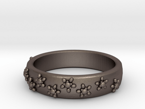 Flower Band in Polished Bronzed Silver Steel