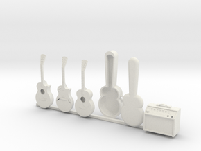 1/24 Scale Guitar Collection in White Natural Versatile Plastic