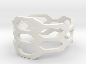 Honeycomb Wide Ring in White Natural Versatile Plastic: 6 / 51.5