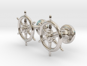 Ships Wheel cufflinks in Platinum