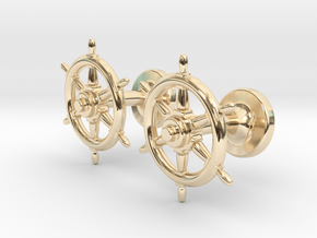 Ships Wheel cufflinks in 14k Gold Plated Brass