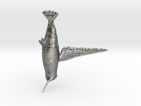 Hummingbird Hanging Ornament in Polished Silver