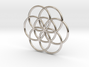 Flower of Life Seed Pendant Small in Rhodium Plated Brass