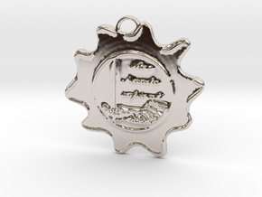 McScath Family Crest in Rhodium Plated Brass: Small