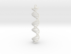 DNA Molecule pendant. in White Natural Versatile Plastic
