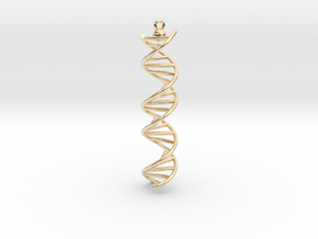 DNA Molecule pendant. in 14k Gold Plated Brass