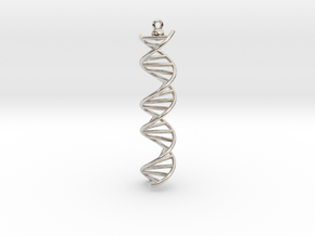 DNA Molecule pendant. in Rhodium Plated Brass