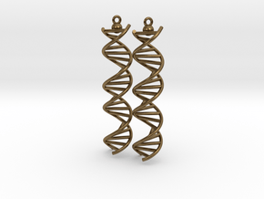 DNA Molecule Earrings, ladder, 2 pieces. in Natural Bronze