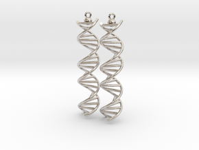 DNA Molecule Earrings, ladder, 2 pieces. in Rhodium Plated Brass