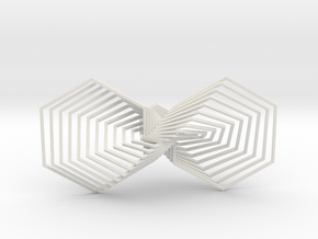 Hexagon Line Bowtie in White Natural Versatile Plastic