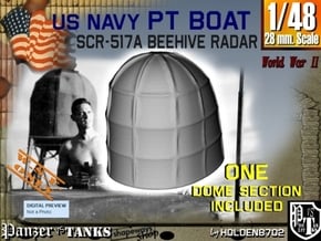 1-48 PT Boat Beehive Radar Dome in White Processed Versatile Plastic