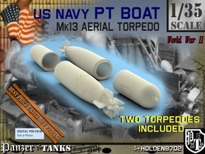 1-35 Torpedo Mk13 For PT Boat Set1 in White Processed Versatile Plastic