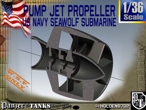 1-36 Pump Jet Seawolf Submarine Propeller in White Processed Versatile Plastic