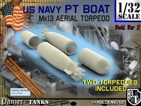 1-32 Torpedo Mk13 For PT Boat Set1 in White Processed Versatile Plastic
