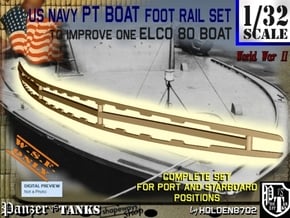 1-32 Elco 80 Foot Rail For PT Boat in White Natural Versatile Plastic