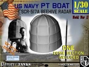 1-30 PT Boat Beehive Radar Dome in White Processed Versatile Plastic