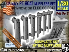 1-30 PT Boat Mufflers Set in Smooth Fine Detail Plastic
