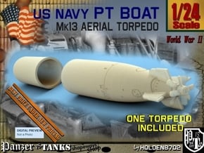 1-24 Torpedo Mk13 For PT Boat Set1 in White Processed Versatile Plastic