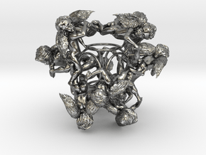 Cherub Tetrahedron in Polished Silver