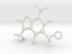 Caffeine Molecule Earring / Pendant Silver in White Natural Versatile Plastic