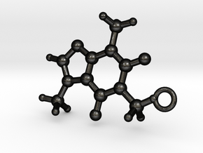 Caffeine Molecule Earring / Pendant Silver in Matte Black Steel