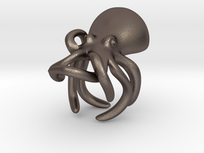 Octopus Ring in Polished Bronzed Silver Steel: Small