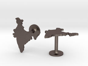 India Cufflinks in Polished Bronzed Silver Steel