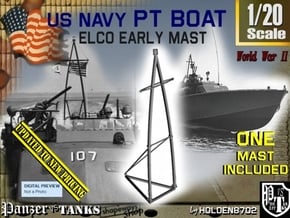 1-20 Elco PT Boat Early Mast in White Natural Versatile Plastic