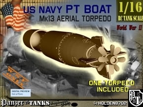 1-16 Torpedo Mk13 For PT Boat in White Processed Versatile Plastic