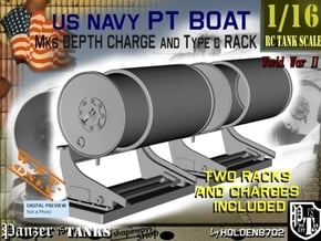 1-16 PT Boat Depth Charge W Rack Set 1 in White Processed Versatile Plastic