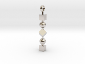 Totem of Cubes&Spheres (Still) in Rhodium Plated Brass