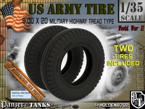 1-35 Tire HW 9 00x20 Set1 in Tan Fine Detail Plastic