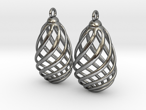 Flasket Earrings in Cast Metal in Polished Silver