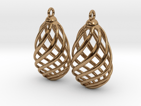 Flasket Earrings in Cast Metal in Polished Brass