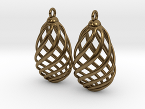 Flasket Earrings in Cast Metal in Polished Bronze