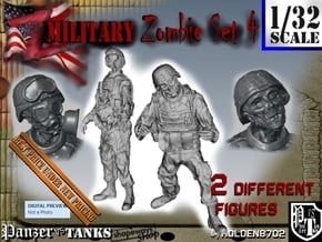 1-32 Military Zombie Set 4 in Smooth Fine Detail Plastic