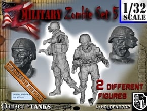 1-32 Military Zombie Set 5 in Smooth Fine Detail Plastic