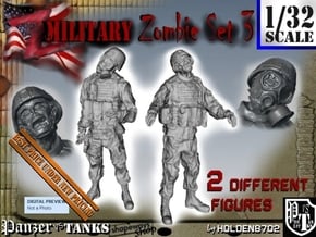 1-32 Military Zombie Set 3 in Smooth Fine Detail Plastic