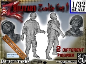 1-32 Military Zombie Set 1 in Smooth Fine Detail Plastic